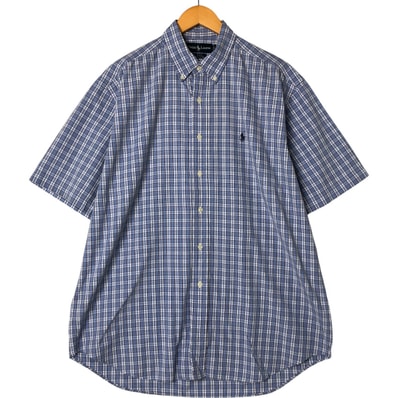 古着 ラルフローレン Ralph Lauren BLAKE 半袖 ボタンダウン チェックシャツ メンズL相当/eaa557857