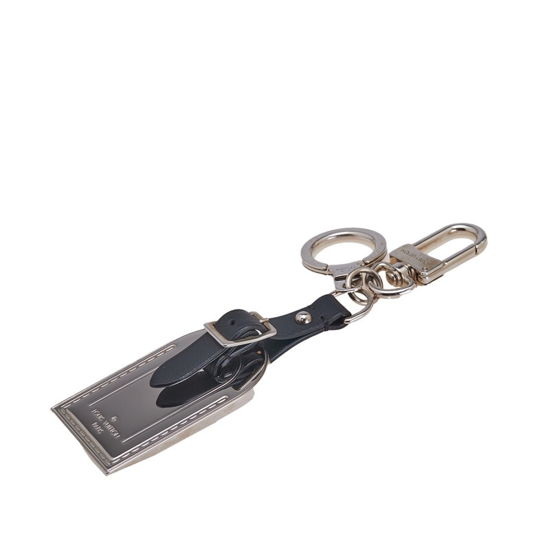 ルイ ヴィトン ラゲージタグ キーホルダー キーリング M67141 シルバー ブラック メタル レザー レディース LOUIS VUITTON 中古
