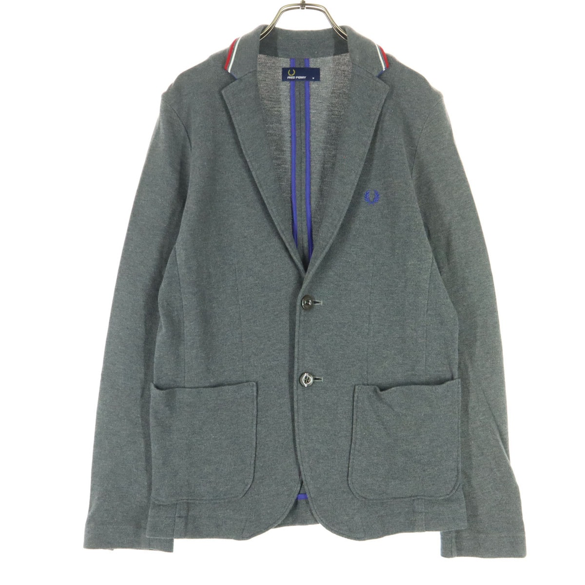 美品 FRED PERRY フレッドペリー ワンポイントロゴ 長袖 テーラードジャケット M グレー