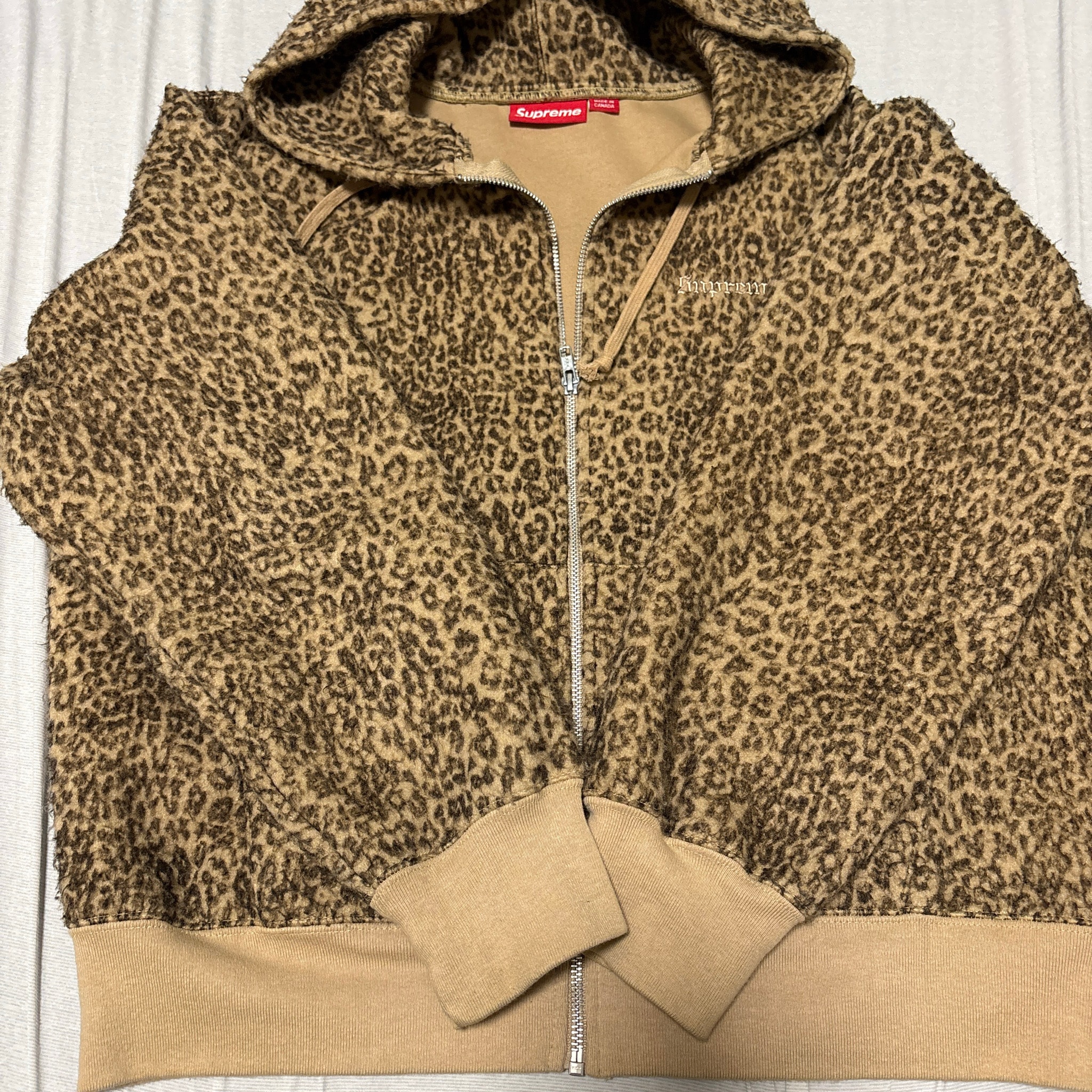 Supreme Pilled Zip Up Hooded Sweatshirt "Cheetah"