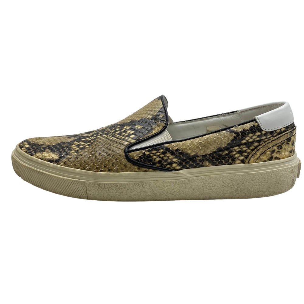SAINT LAURENT サンローラン スニーカー 365658 パイソン スリッポン スニーカー ベージュ系 38【中古】