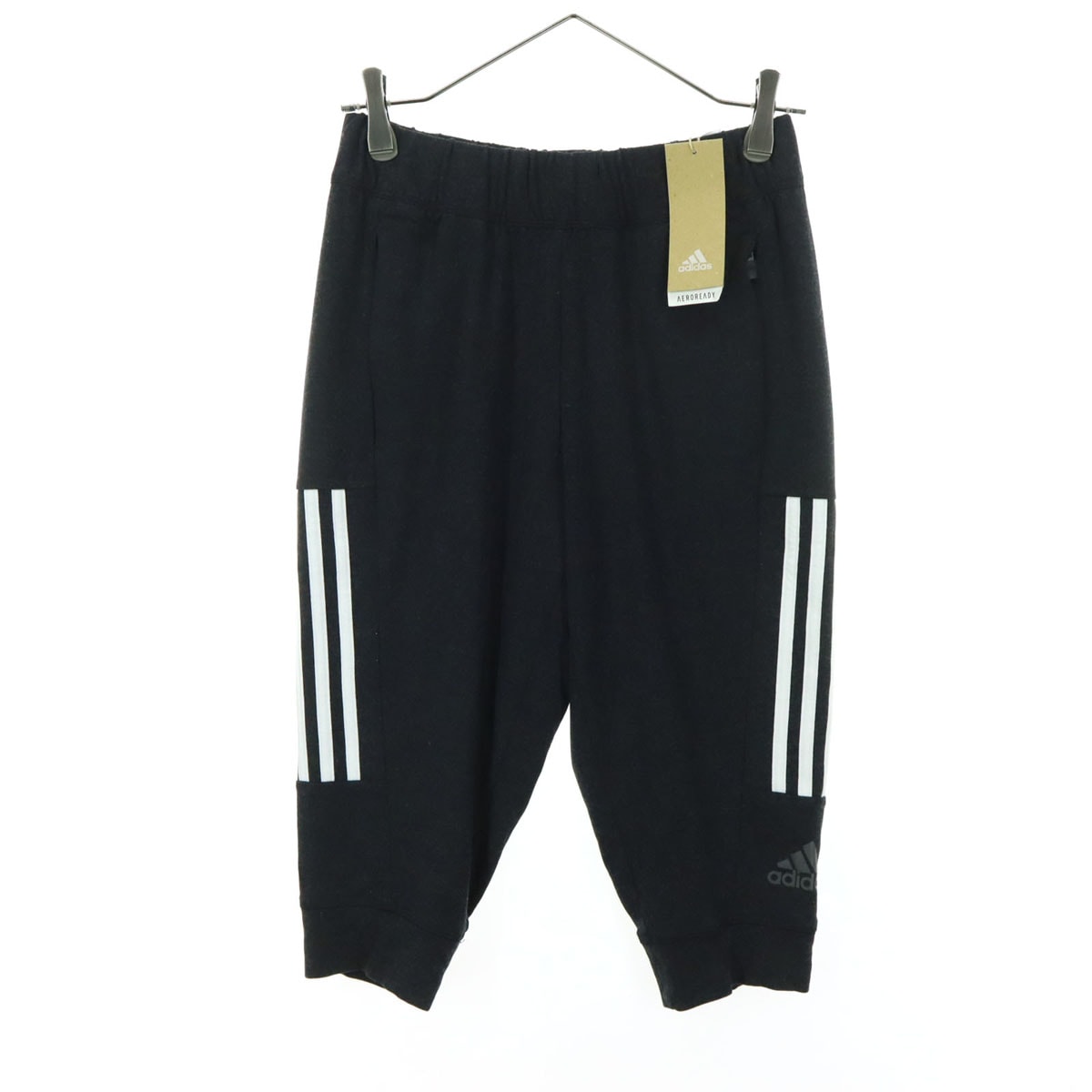 美品 adidas アディダス アンクル丈 スウェットパンツ S ブラック