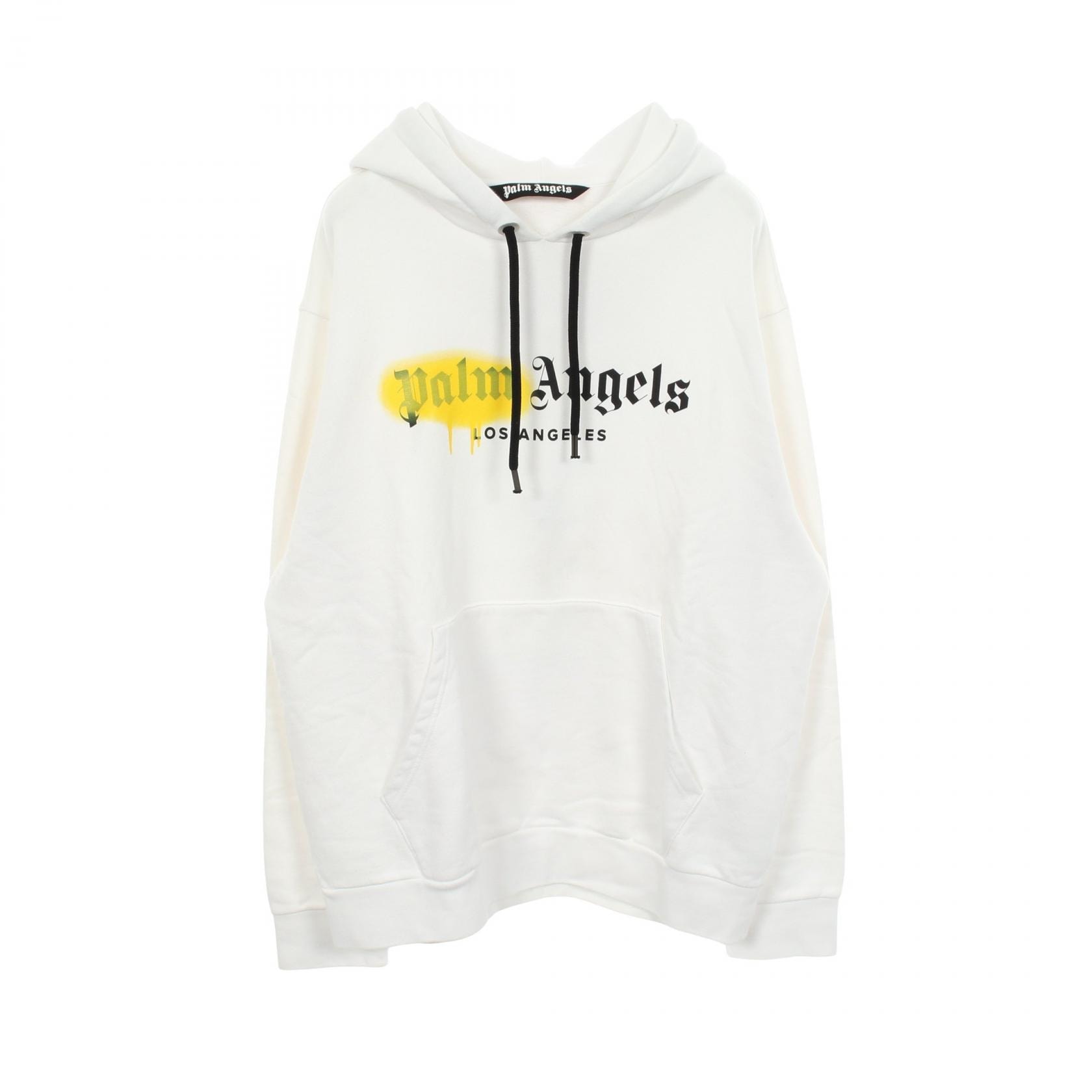 パームエンジェルス PALM ANGELS LOS ANGELES SPRAYED LOGO HOODIE パーカー 衣料品 トップス コットン メンズ ホワイト系 【中古】