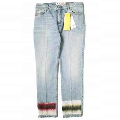新品 MARNI マルニ 22AW イタリア製 モヘアパッチデニムパンツ PAJD0344L0 38 Indigo 定価133,100円 モヘヤ ジーンズ ジップフライ ボトムス g19749