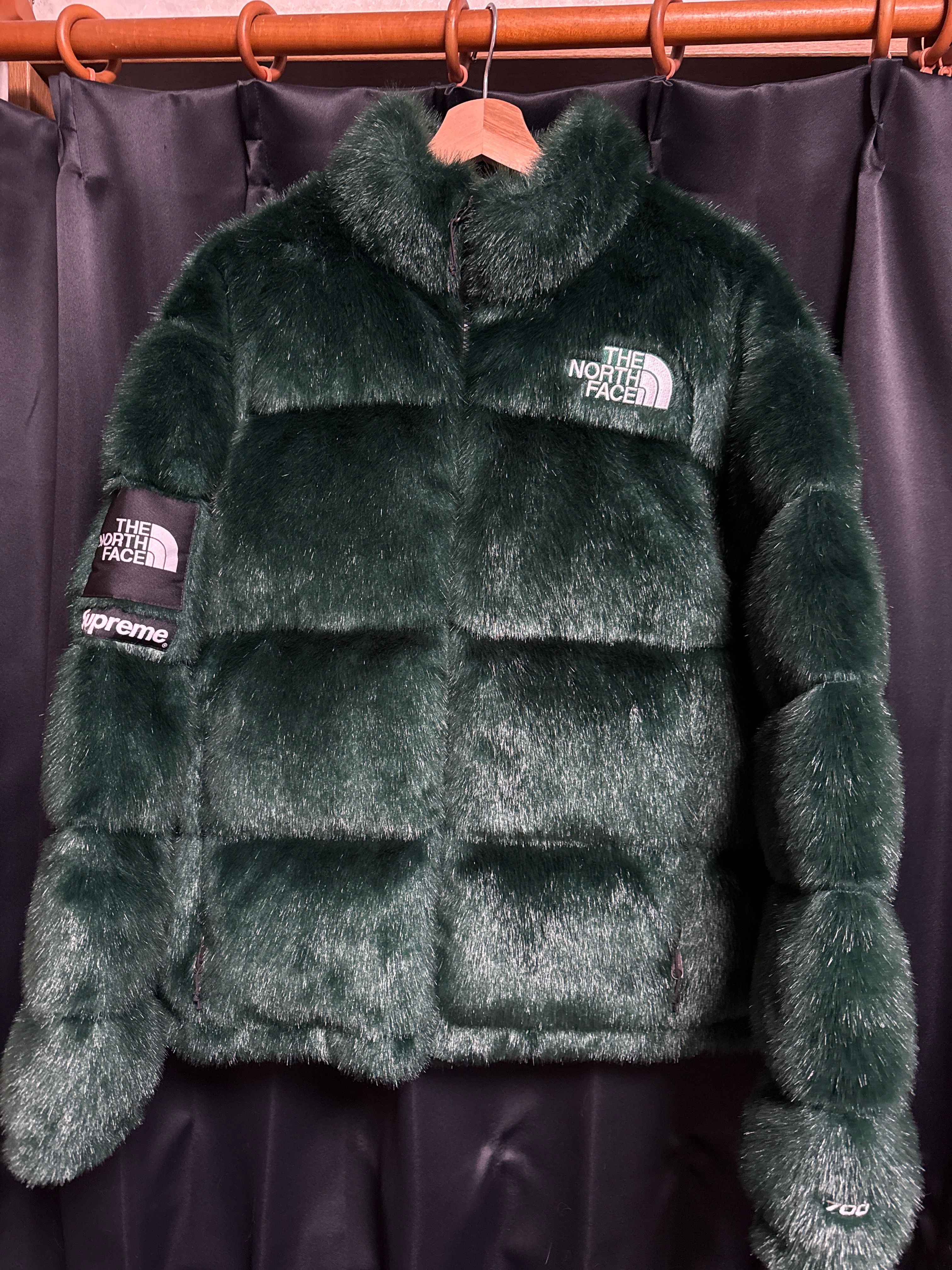 Supreme x The North Face Faux Fur Nuptse Jacket "Green"