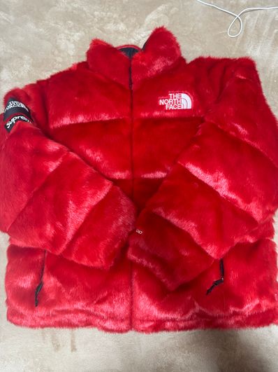 Supreme x The North Face Faux Fur Nuptse Jacket "Red"