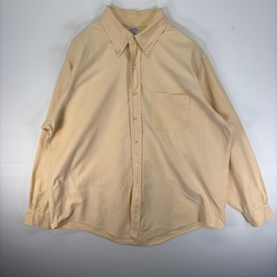 古着 90's/90年代 ヴィンテージ ブルックスブラザーズ Brooks Brothers USA製 長袖シャツ Makers 17 イエロー系 無地 メンズ