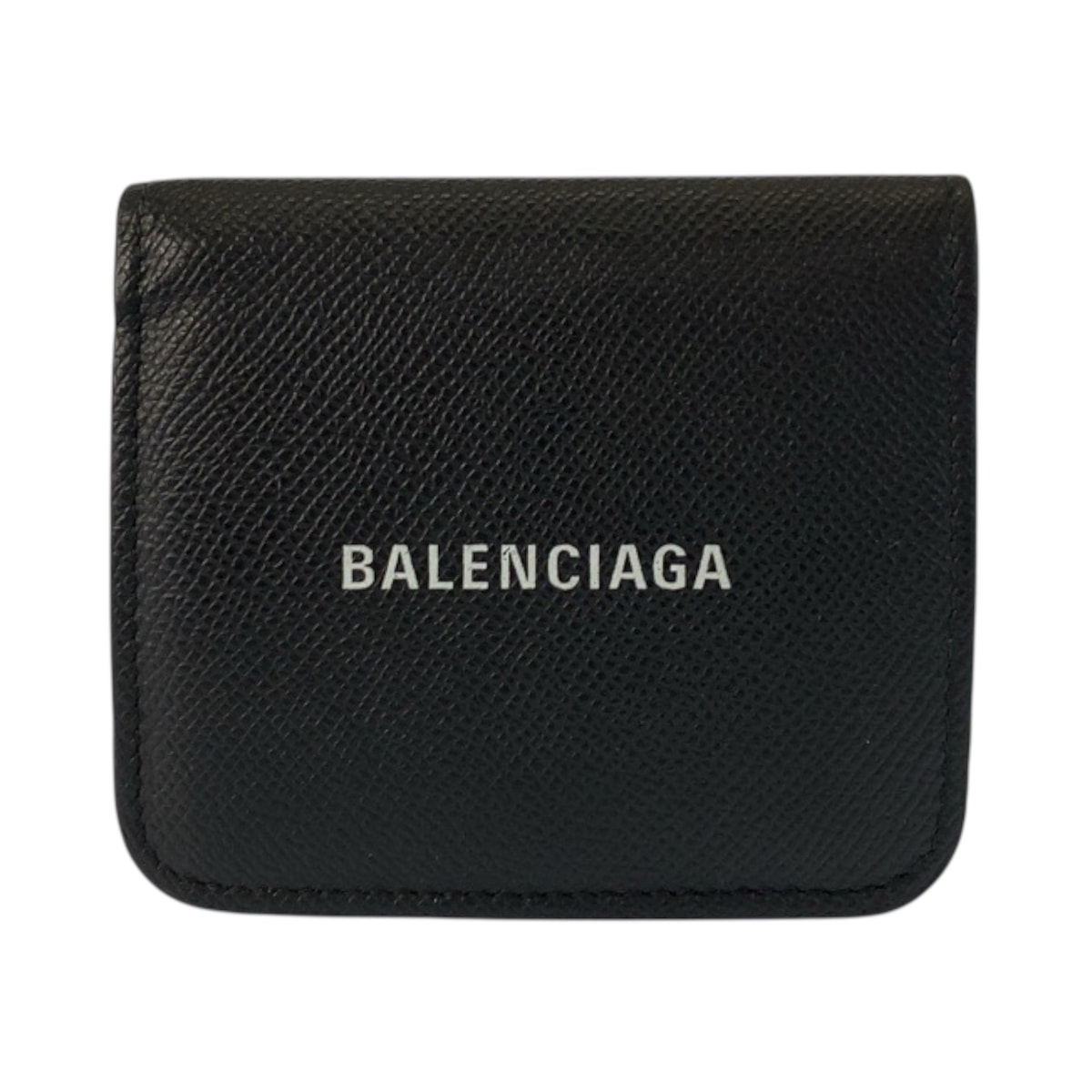 美品 BALENCIAGA バレンシアガ ブラック 黒 レザー 折財布 コンパクトウォレット 601433 【中古】