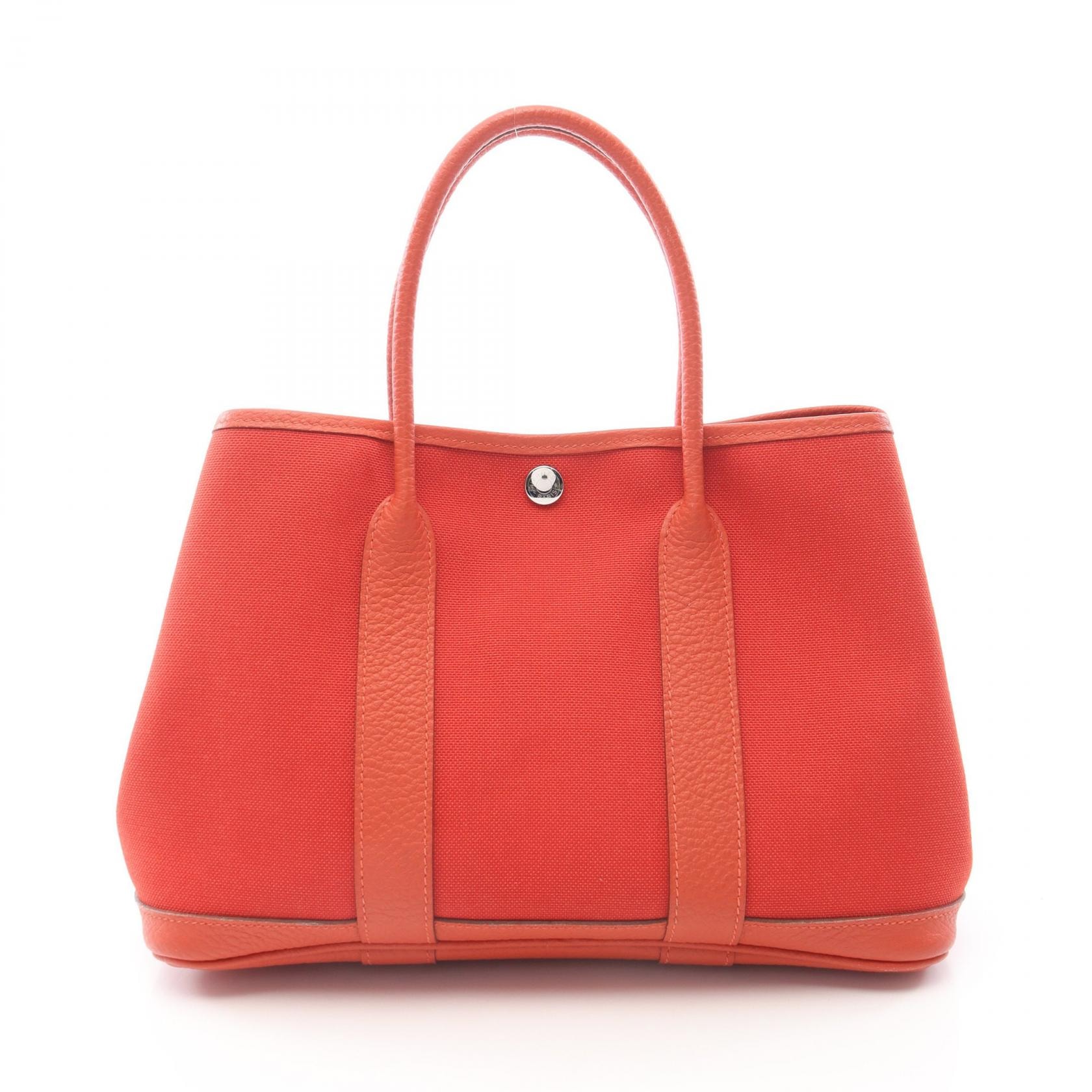 エルメス HERMES ガーデンパーティTPM トートバッグ バッグ キャンバス レザー トワルミリタリー / ヴァッシュカントリー トワルミリタリー X刻印(2016年製造) レディース レッド系 【中古】