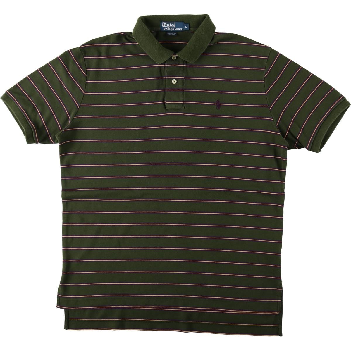 古着 ラルフローレン Ralph Lauren POLO by Ralph Lauren マルチボーダー 半袖 ボーダー ポロシャツ メンズL相当/eaa654549