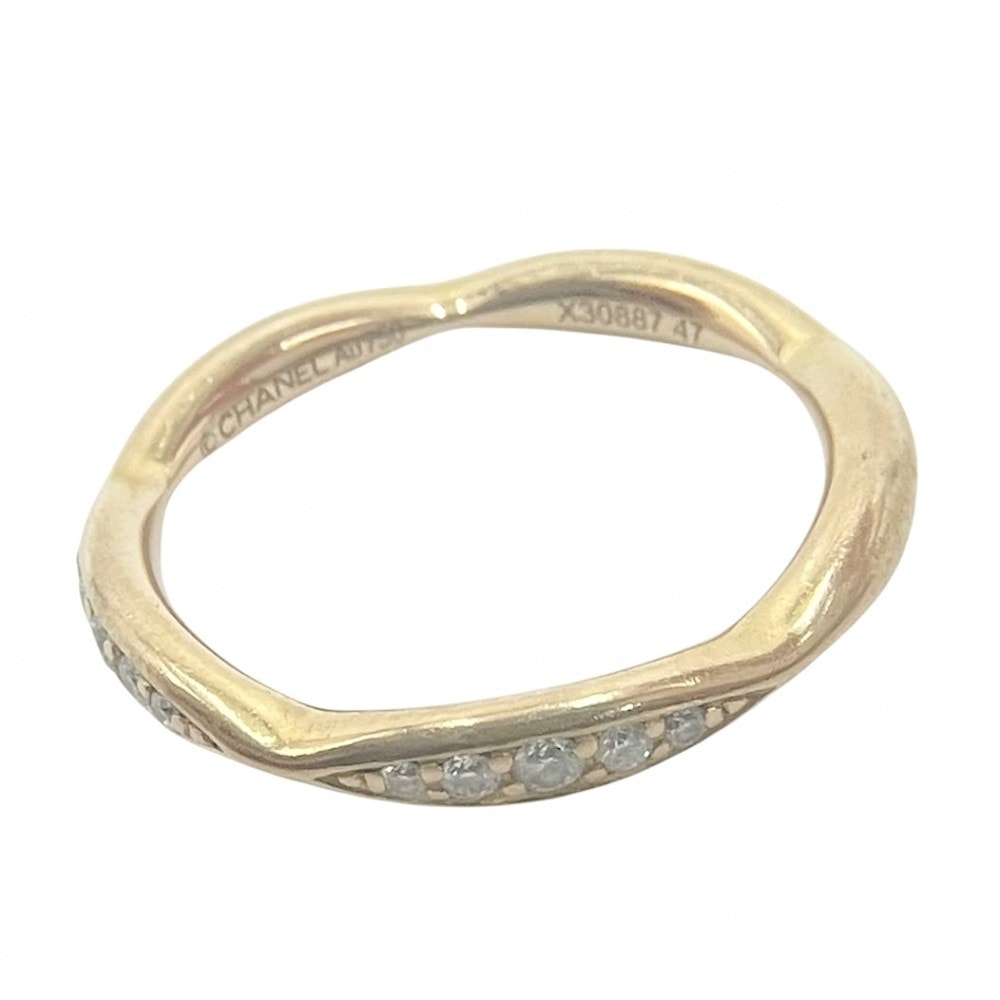 CHANEL シャネル 指輪 カメリアコレクション ハーフエタニティ リング アクセサリー Au750 47サイズ 18金PG K18ピンクゴールド ダイヤモンド0.08ct 約7号 J10836 レディース 約2.2g【中古品】