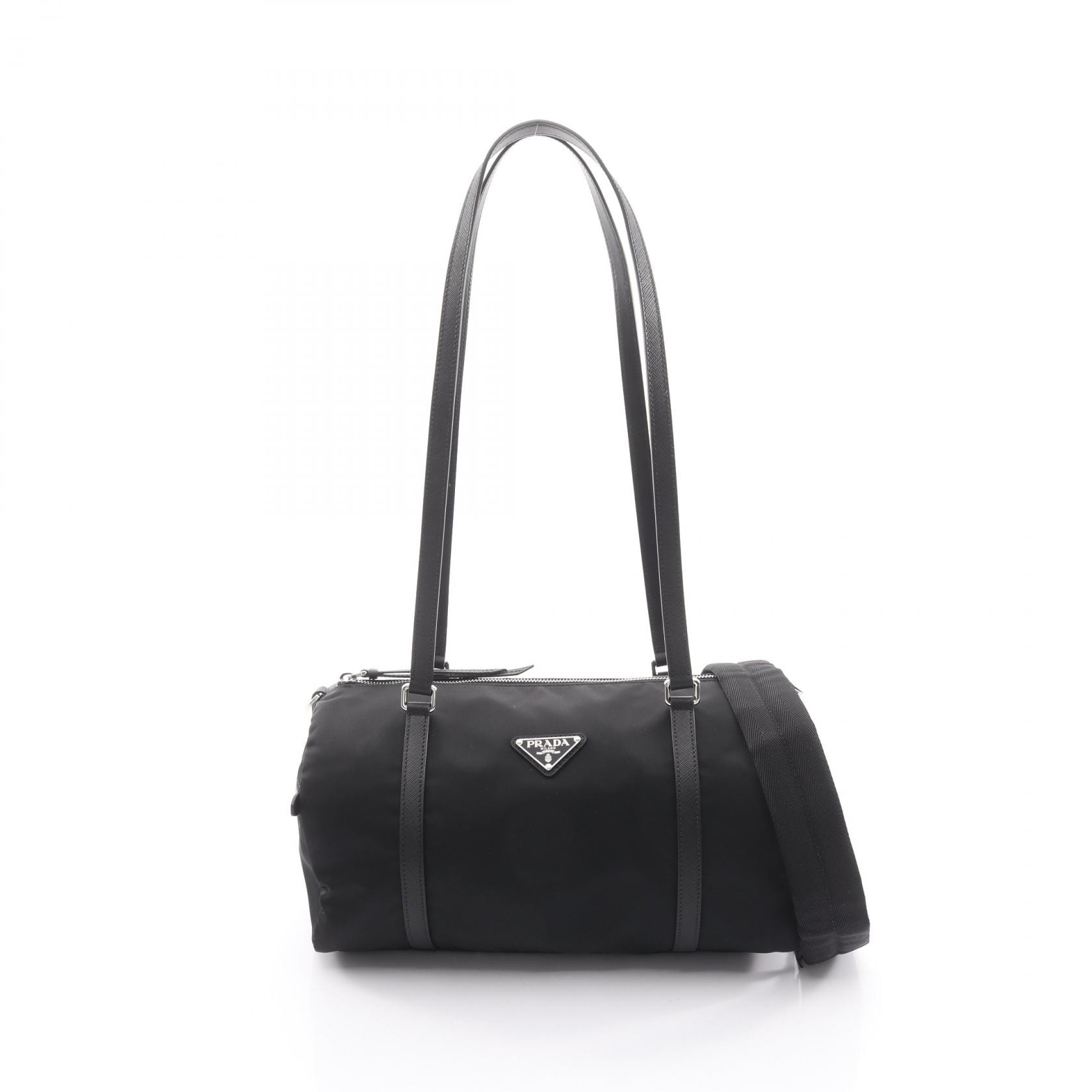 プラダ PRADA TESSUTO+SAFFIAN ダッフルバッグ 2WAY ショルダーバッグ バッグ ナイロン サフィアーノレザー レディース ブラック系 1BB154R064F0632 【新品】