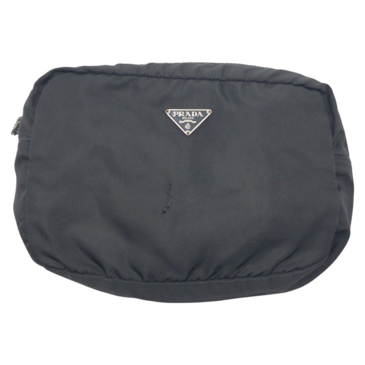 PRADA プラダ テスート 三角ロゴ ブラック 黒 ナイロン ポーチ メイクポーチ 男女兼用 603633 【中古】