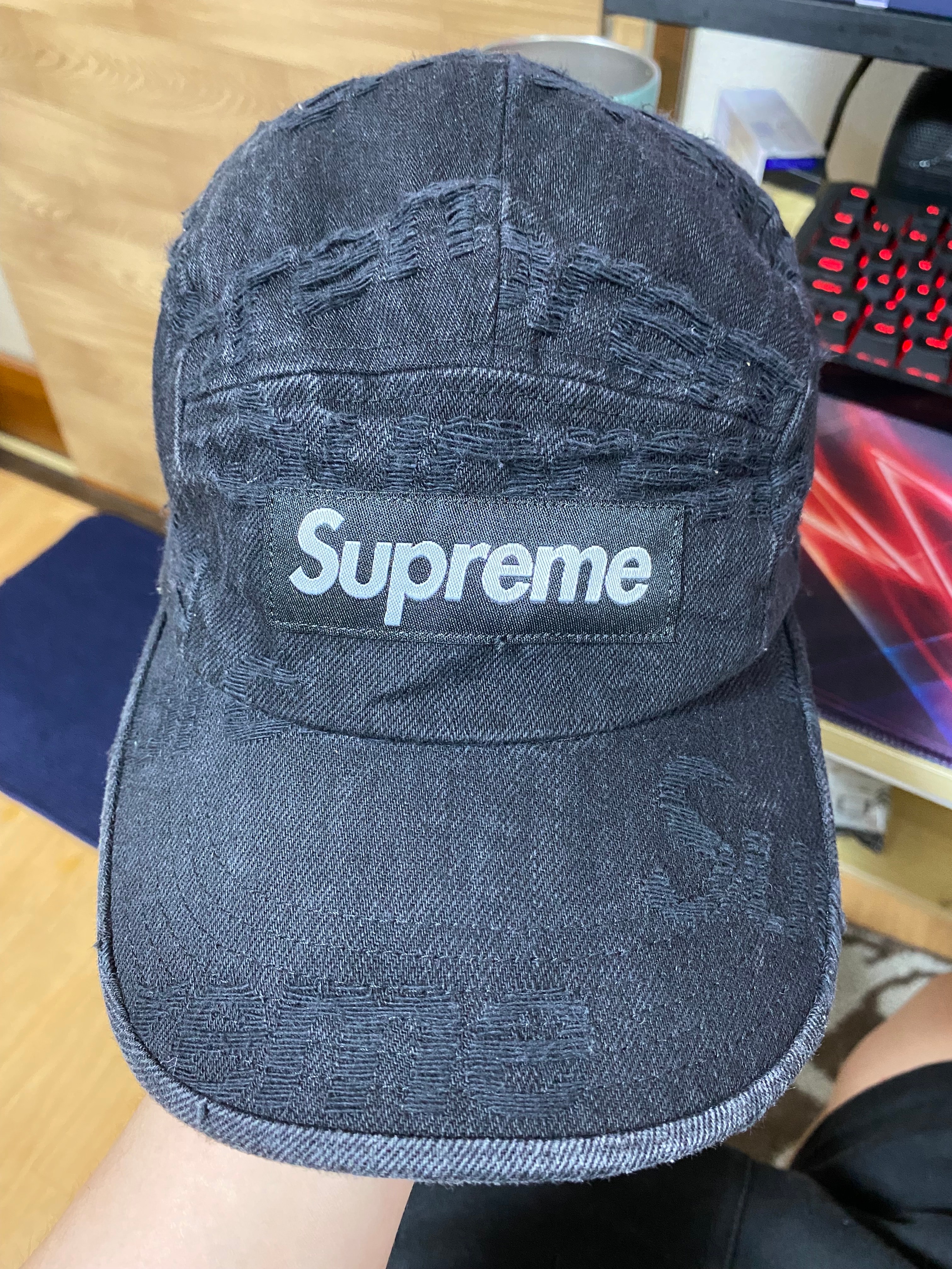 Supreme Frayed Logos Denim Camp Cap "Black"