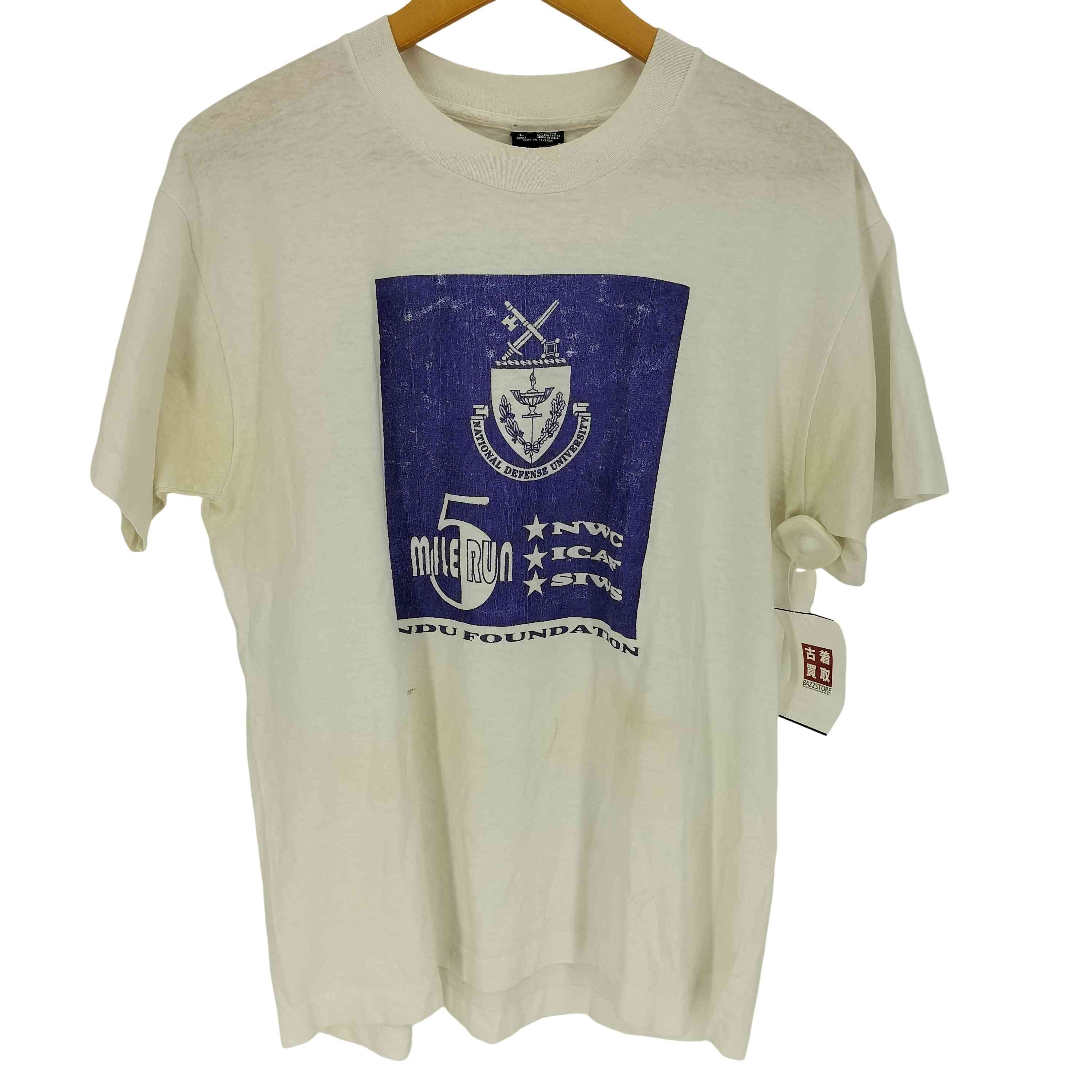 80~90S USA製 シングルステッチ コットンポリ カレッジロゴプリント クルーネックTシャツ【1141780820248】