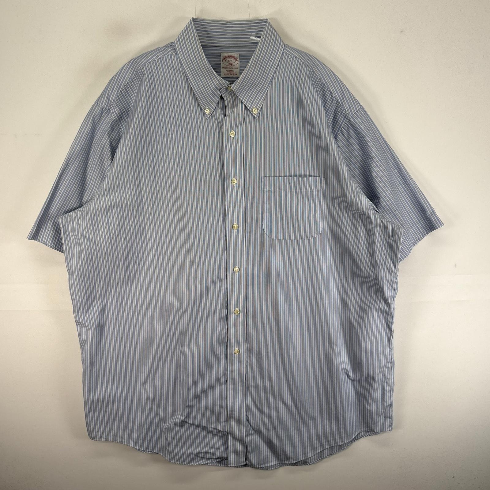 古着 ブルックスブラザーズ Brooks Brothers 長袖シャツ 胸ポケ 346 XL  ブルー系 ストライプ メンズ