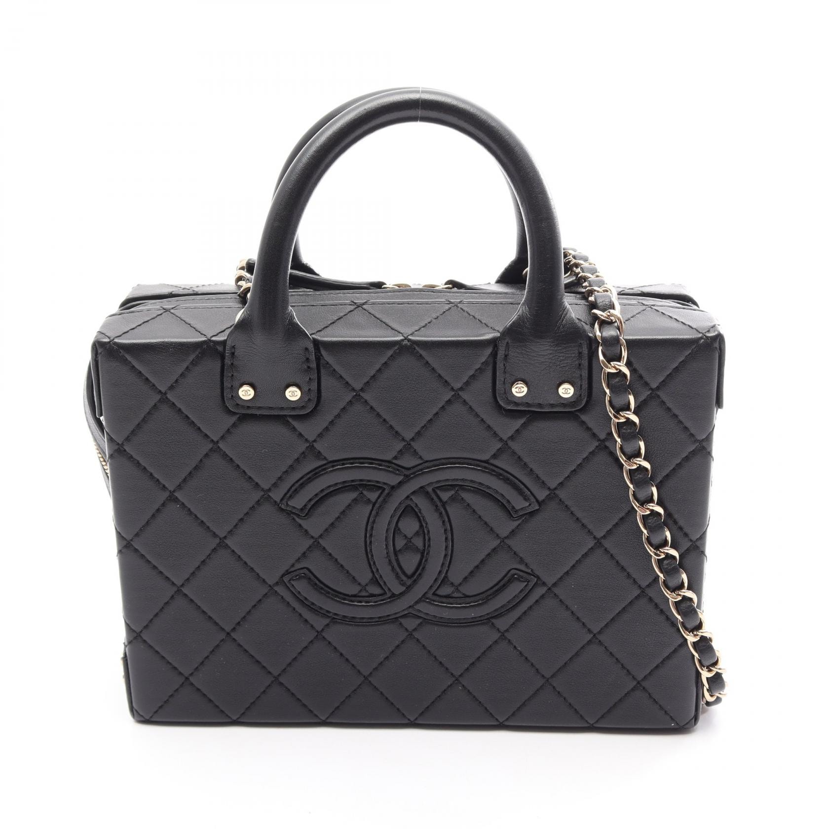 シャネル CHANEL ヴァニティケース マトラッセ 2WAY ショルダーバッグ バッグ レザー レディース ブラック系 【中古】