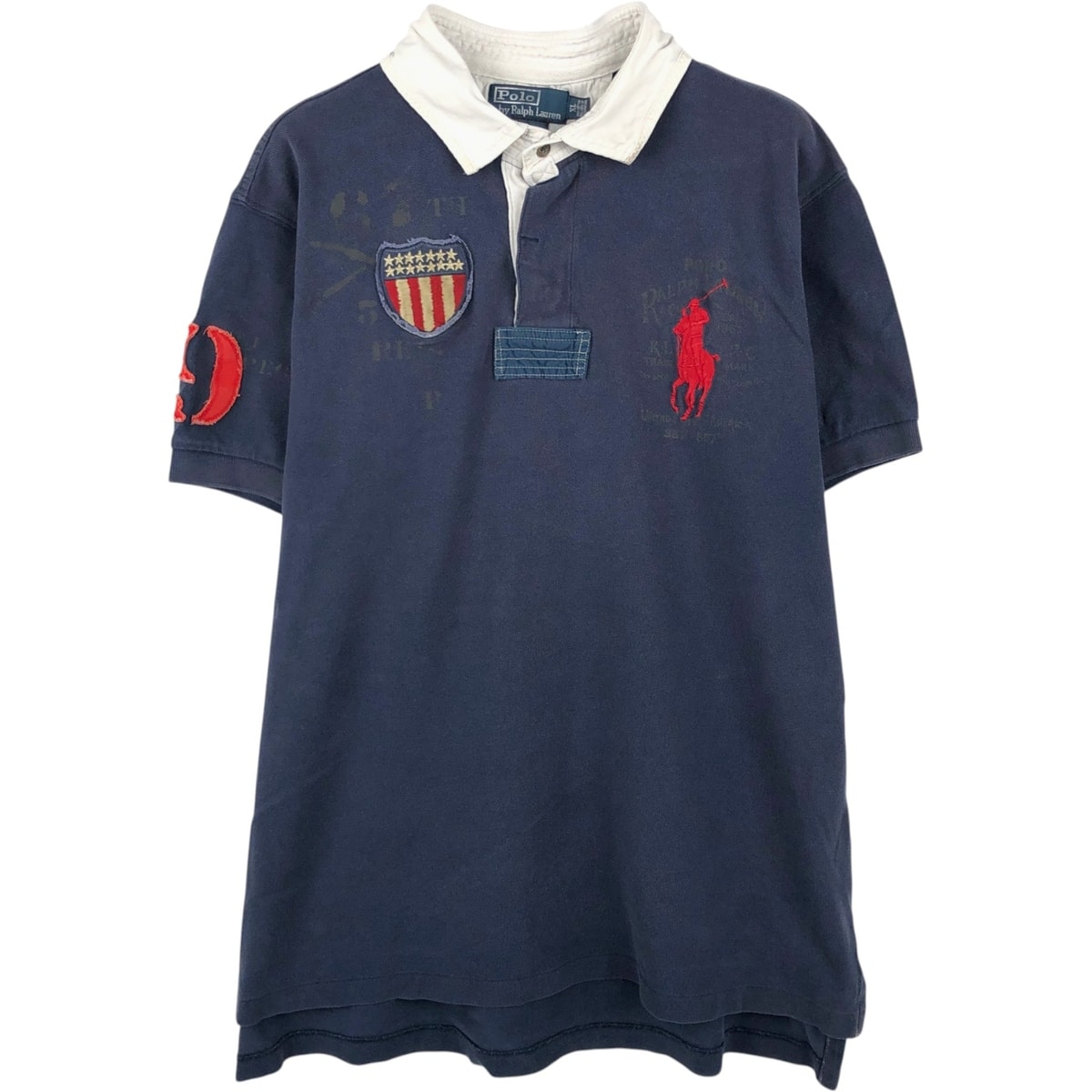 古着 ラルフローレン Ralph Lauren POLO by Ralph Lauren CUSTOM FIT ビッグポニー 半袖 ラガーシャツ メンズXL相当/eaa657921