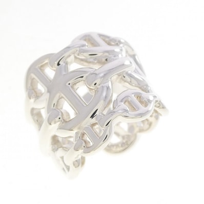 Hermes Chaine D'ancre Enchainee Ring Large Model "Silver"