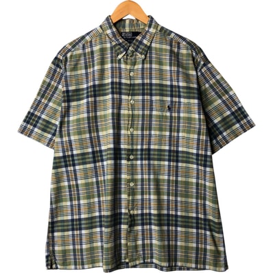 古着 ラルフローレン Ralph Lauren POLO by Ralph Lauren GREGGOR 半袖 ボタンダウン チェックシャツ メンズXL相当/eaa576924