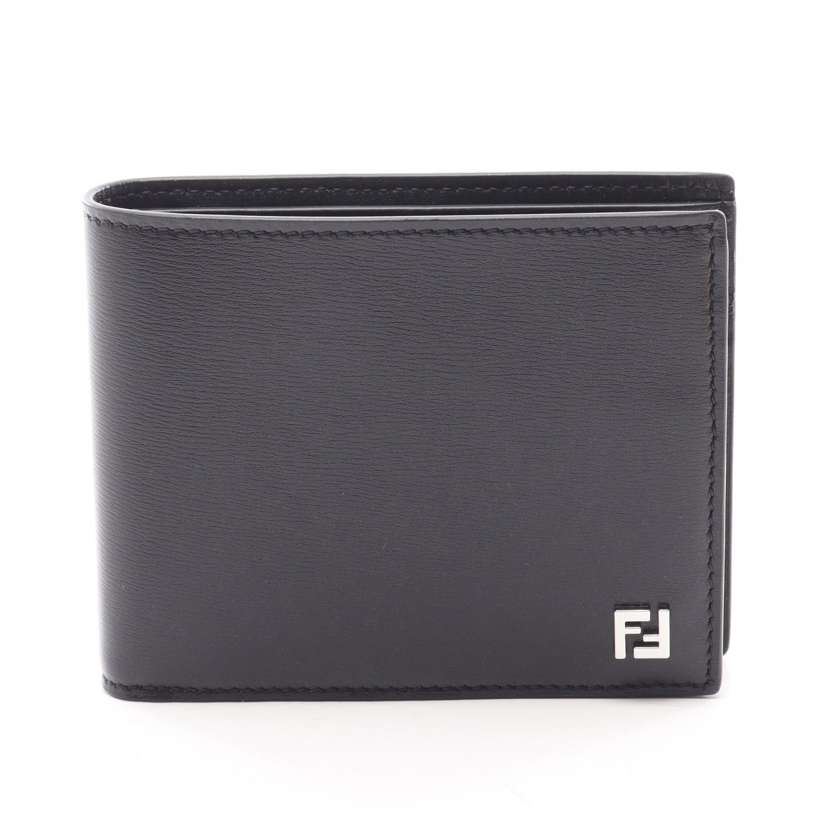 フェンディ FENDI Squared FF 二つ折り財布 財布 レザー メンズ ブラック系 7M0001AVV6F0GXN 【新品】