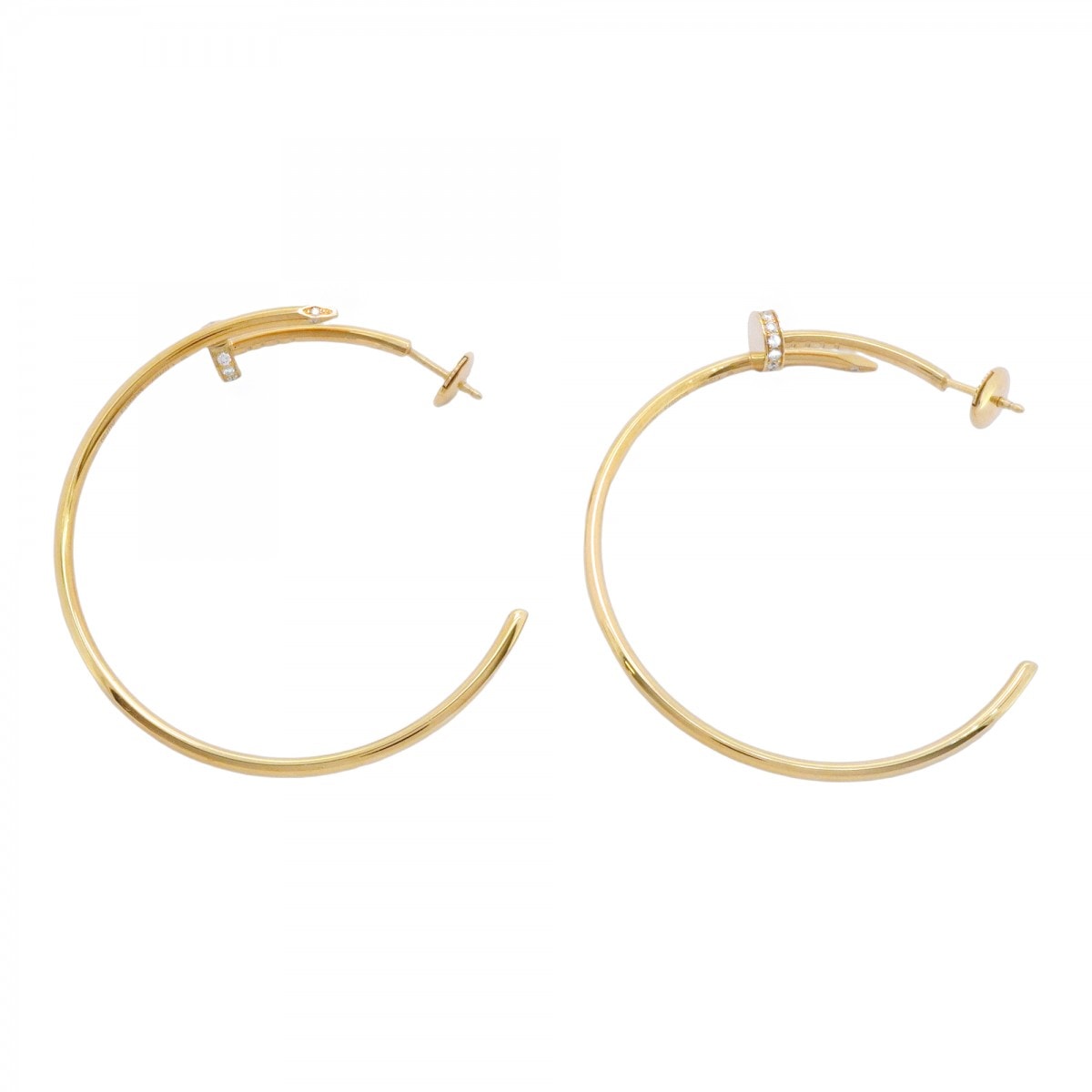 【6jdb0422-10】カルティエ ピアス ジュストアンクル フープ K18YG イエローゴールド ダイヤモンド【中古】レディース