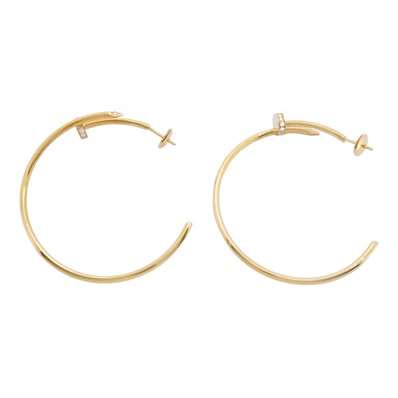 【6jdb0422-10】カルティエ ピアス ジュストアンクル フープ K18YG イエローゴールド ダイヤモンド【中古】レディース