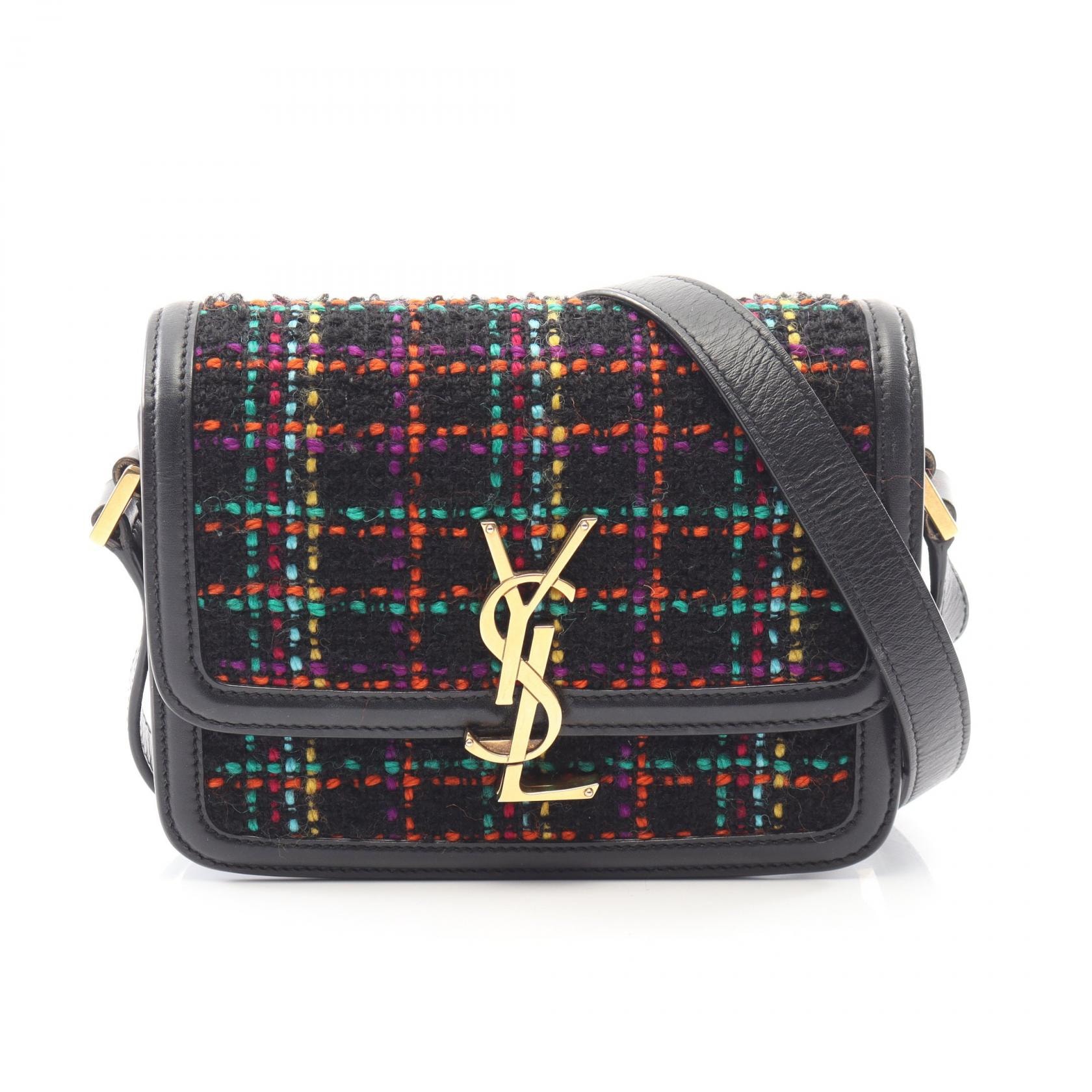 サンローランパリ SAINT LAURENT PARIS ソルフェリーノ スモール ショルダーバッグ バッグ ファブリック レザー レディース ブラック系 / マルチカラー 634306 【中古】
