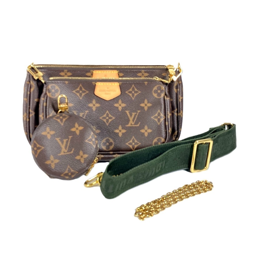 ルイヴィトン LOUIS VUITTON ミュルティ・ポシェット・アクセソワール M44813 モノグラム ポシェット コインケース 財布 斜め掛け カバン ショルダーバッグ モノグラムキャンバス カーキ ブラウン 美品