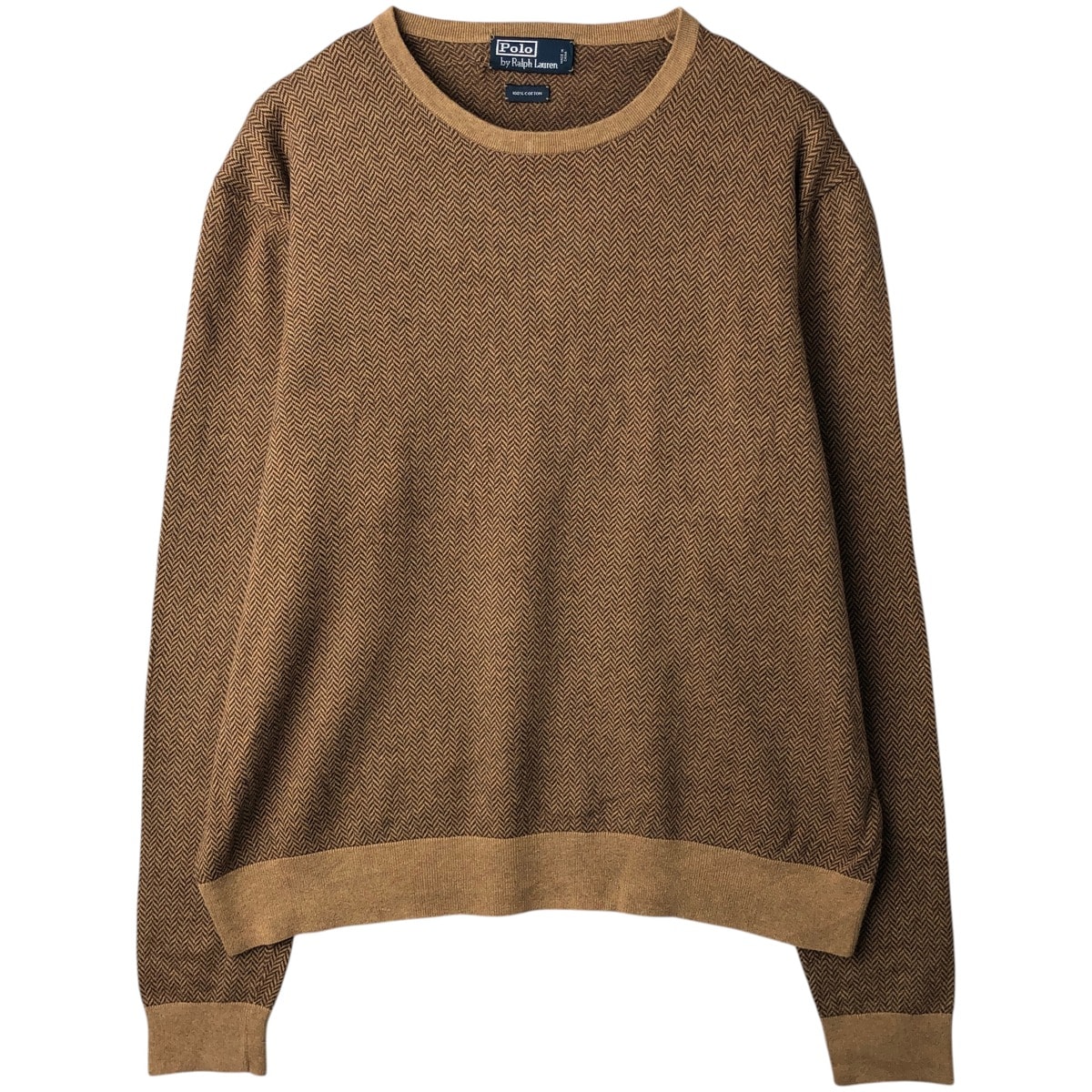 古着 ラルフローレン Ralph Lauren POLO by Ralph Lauren ヘリンボーン コットンニットセーター メンズL相当 ヴィンテージ/eaa631982