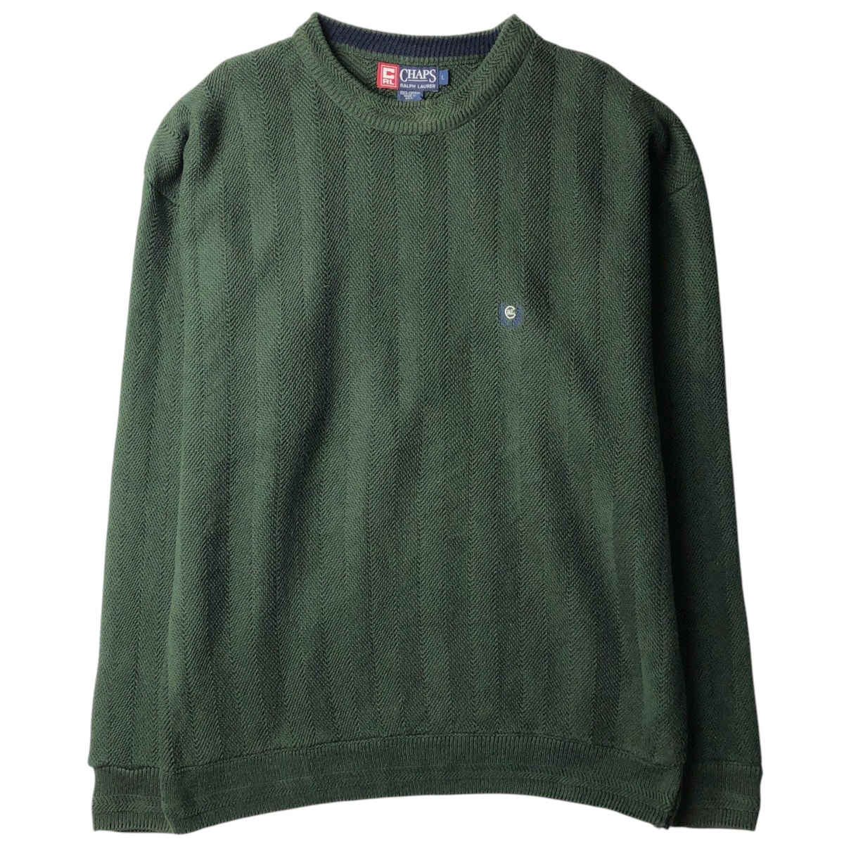 古着 90年代 ラルフローレン Ralph Lauren CHAPS チャップス ヘリンボーン コットンニットセーター USA製 メンズL相当 ヴィンテージ/eaa637151