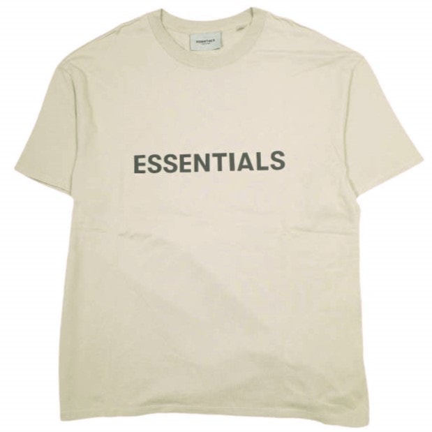 ESSENTIALS FEAR OF GOD エッセンシャルズ フィアオブゴッド ラバーロゴTシャツ M ベージュ 半袖 FOG トップス g24009