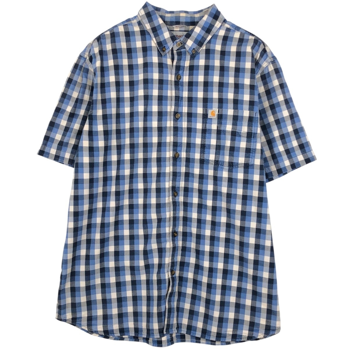 古着 カーハート Carhartt RELAXED FIT チェック柄 半袖 ワークシャツ メンズXL相当/eaa658069