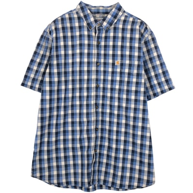 古着 カーハート Carhartt RELAXED FIT チェック柄 半袖 ワークシャツ メンズXL相当/eaa658069