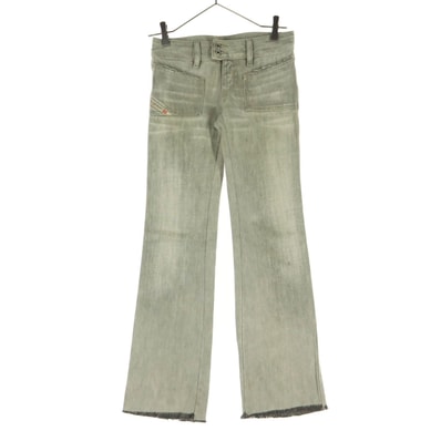 DIESEL ディーゼル イタリア製 裾フリンジ デニムパンツ w24 グレー系
