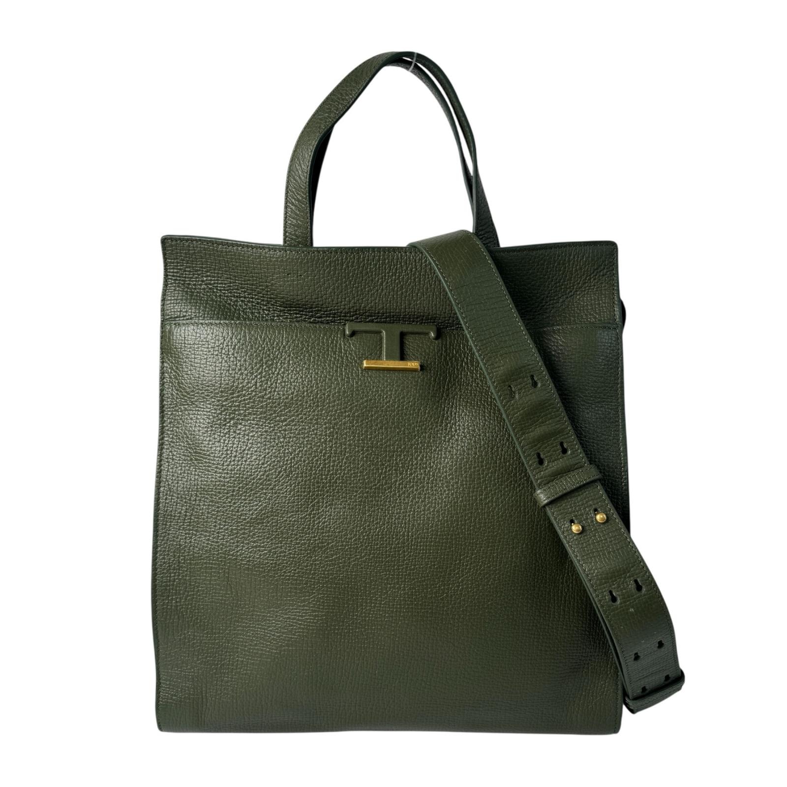 美品 トッズ TOD'S Tタイムレス ショッピング 2way ショルダーバッグ トートバッグ レディース