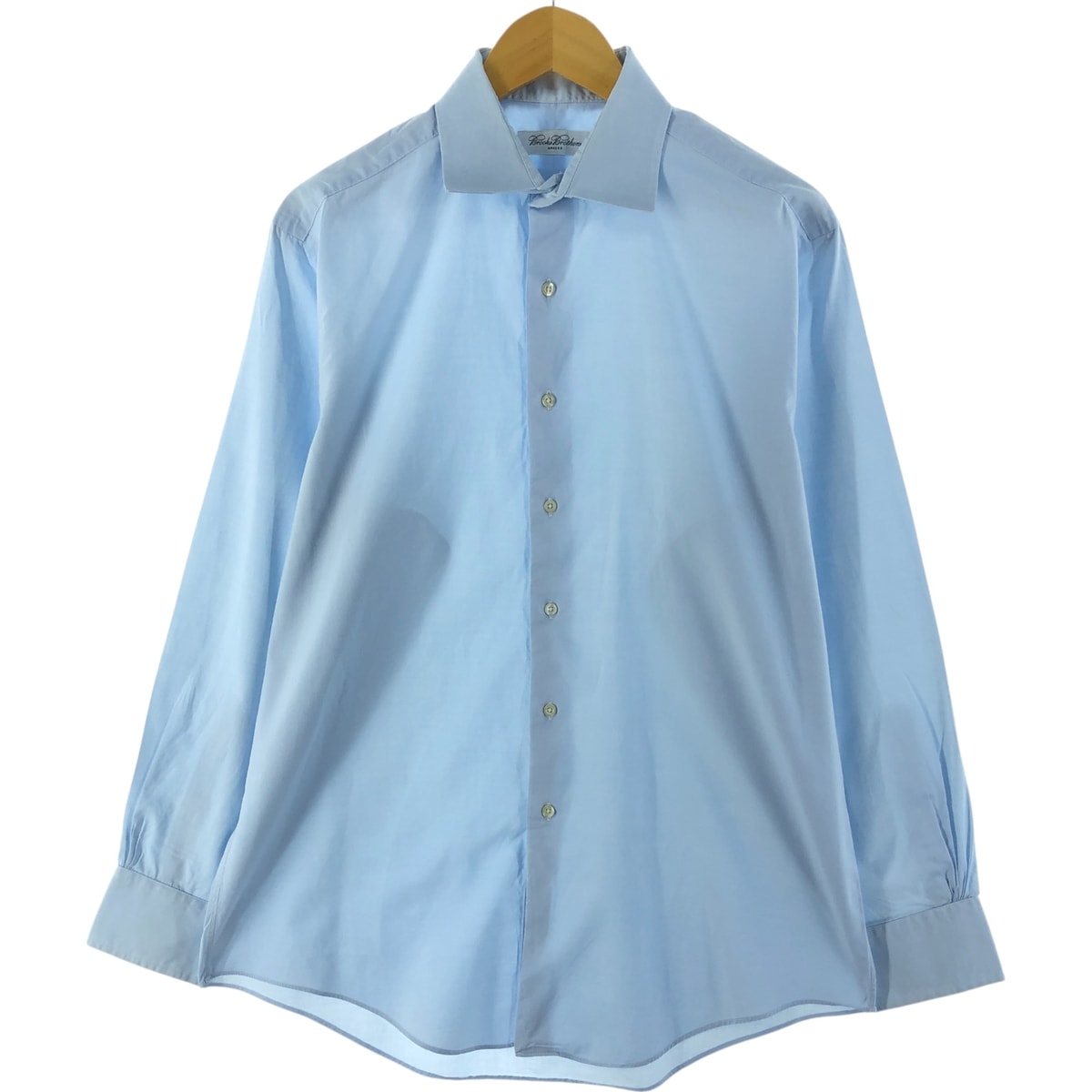 古着 ブルックスブラザーズ Brooks Brothers MAKERS ワイドカラー 長袖 コットンシャツ USA製 メンズL相当/eaa538730
