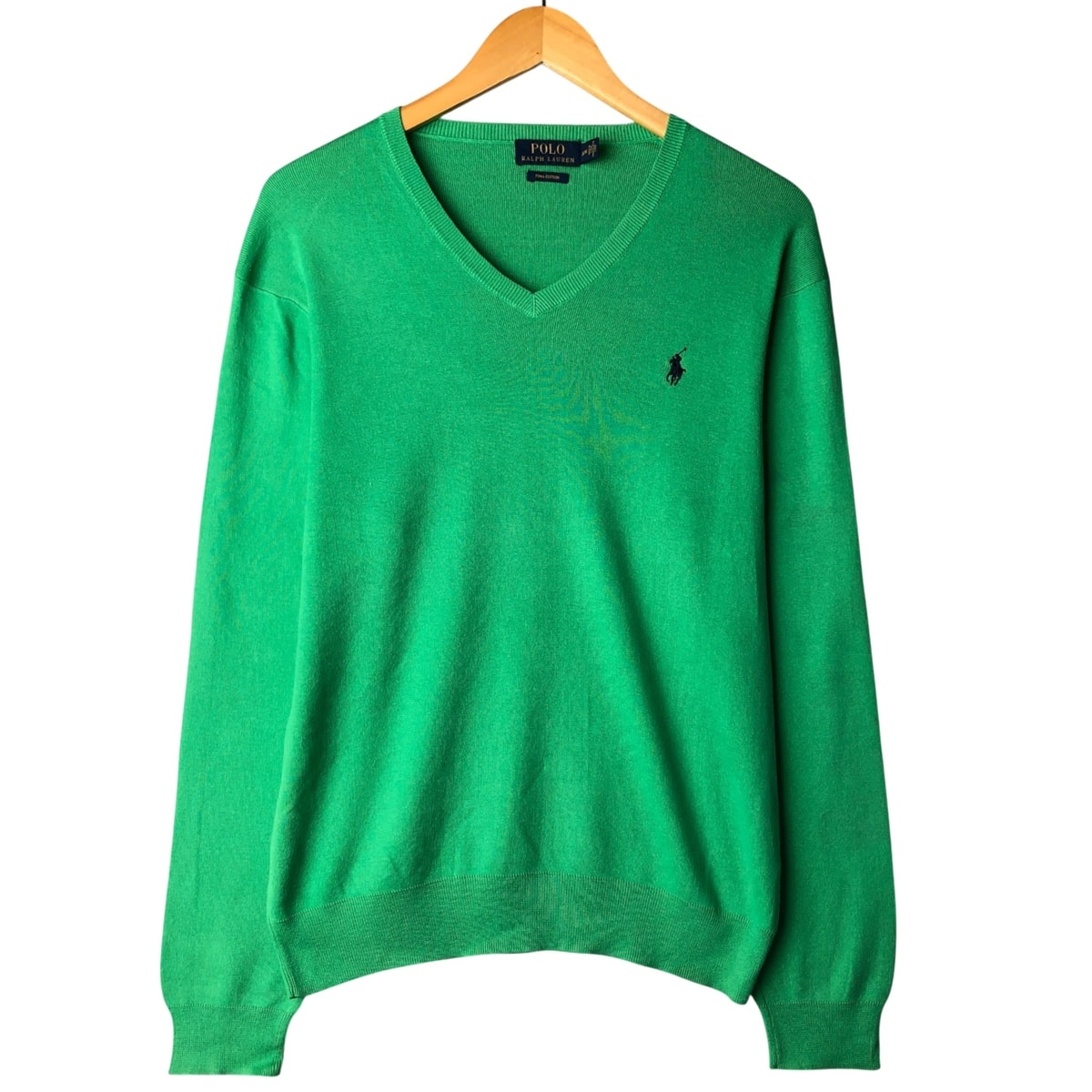 古着 ラルフローレン Ralph Lauren POLO RALPH LAUREN PIMA COTTON Vネック ピマコットンニットセーター メンズM相当/eaa434312