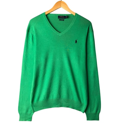 古着 ラルフローレン Ralph Lauren POLO RALPH LAUREN PIMA COTTON Vネック ピマコットンニットセーター メンズM相当/eaa434312