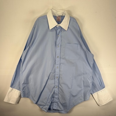 古着 ブルックスブラザーズ Brooks Brothers 長袖シャツ レクリック USA製 XL ブルー系 無地 メンズ