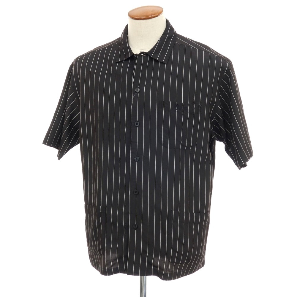 【中古】シュプリーム Supreme 2025年春夏 Stripe S/S Pajama Shirt レーヨンナイロン 半袖シャツ ブラックxホワイト【サイズM】【メンズ】
