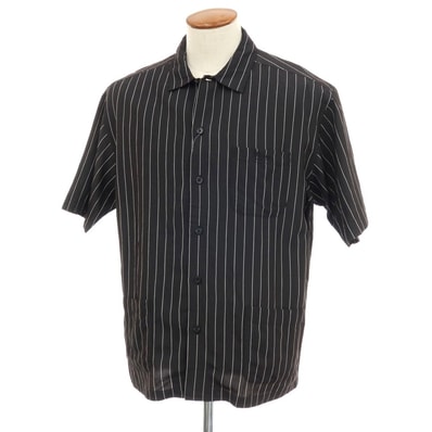 【中古】シュプリーム Supreme 2025年春夏 Stripe S/S Pajama Shirt レーヨンナイロン 半袖シャツ ブラックxホワイト【サイズM】【メンズ】