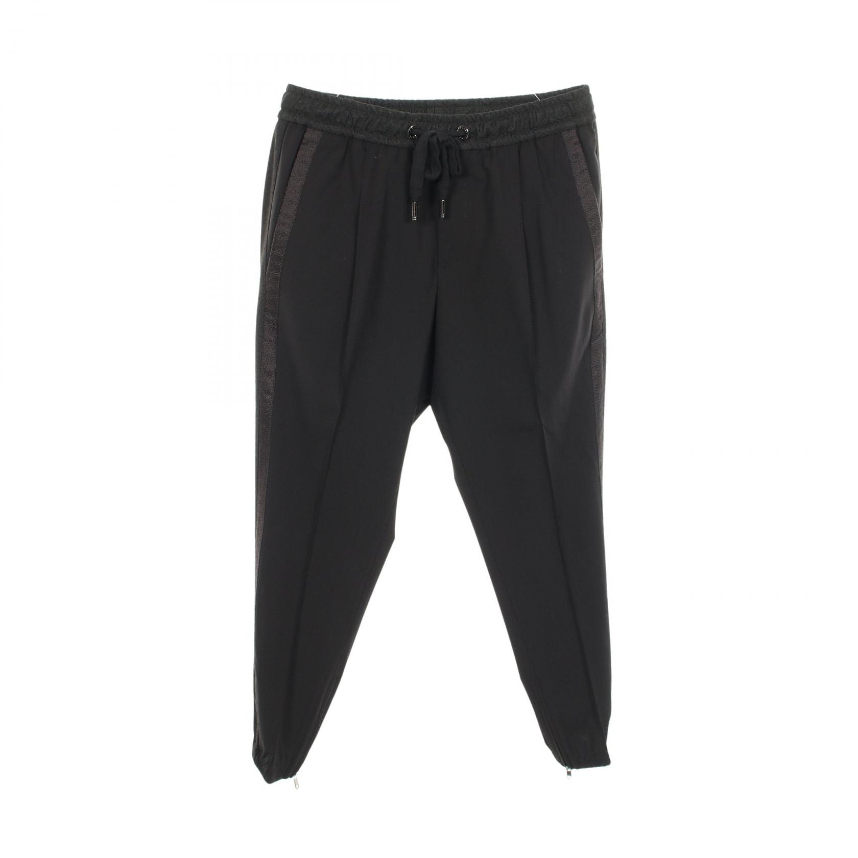 ドルチェアンドガッバーナ DOLCE & GABBANA 裾ジップ テーパード パンツ 衣料品 ボトムス ウール メンズ ブラック系 【中古】