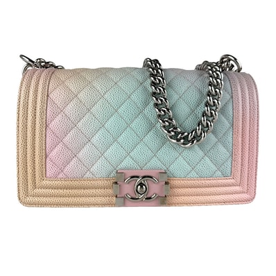 シャネル CHANEL ショルダーバッグ ボーイシャネル キャビアスキンレザー/メタル パステルカラー/シルバー レディース【中古】 z9993
