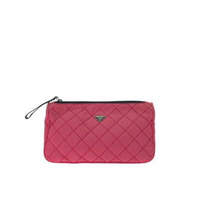 PRADA プラダ レディース コスメポーチ 化粧ポーチ ナイロン キルティング 三角ロゴ MV599 ショッキングピンク