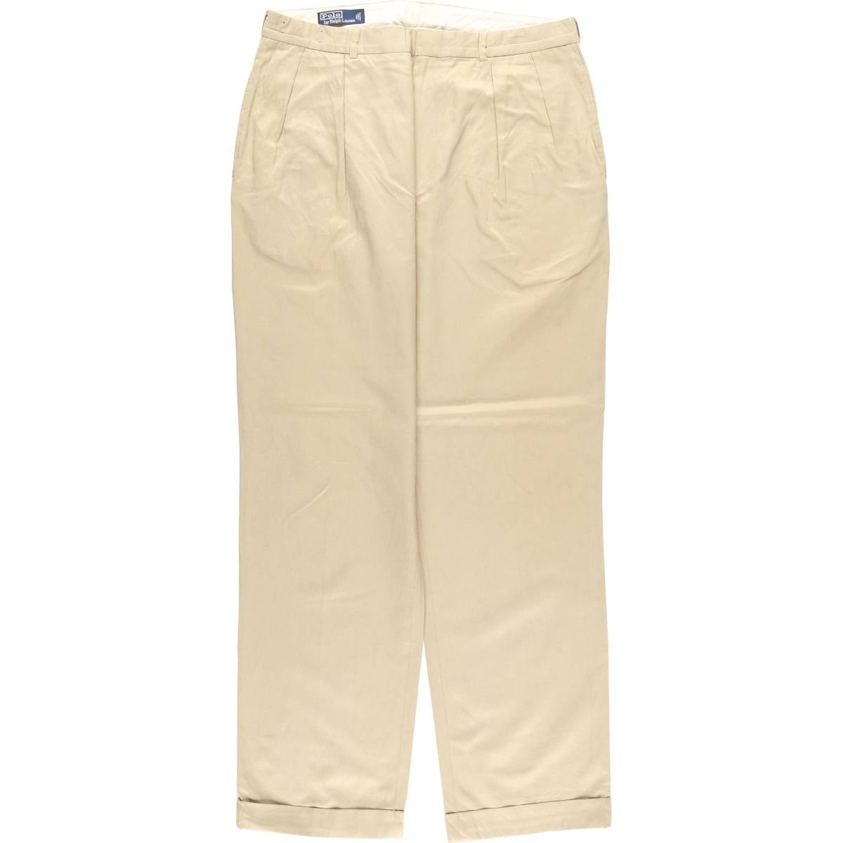 古着 ラルフローレン Ralph Lauren POLO by Ralph Lauren ツータック シルク×コットン スラックスパンツ メンズw36相当/eaa612046