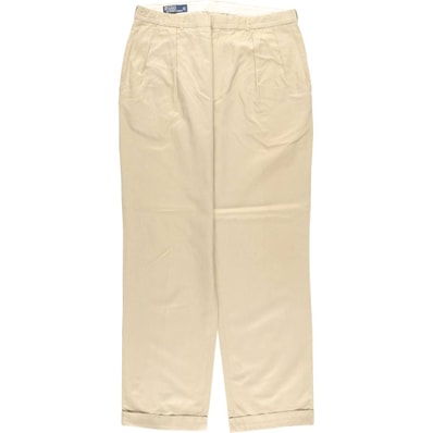 古着 ラルフローレン Ralph Lauren POLO by Ralph Lauren ツータック シルク×コットン スラックスパンツ メンズw36相当/eaa612046