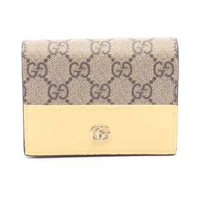 グッチ GUCCI ダブルG GGスプリーム 二つ折り財布 財布 レザー PVC レディース ベージュ系 / ブラウン系 / イエロー系 841358 【中古】