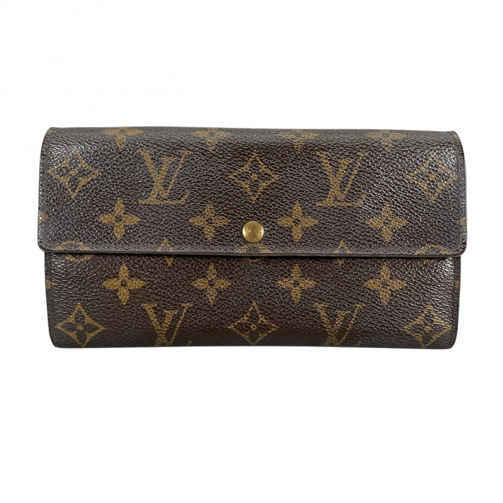 LOUIS VUITTON ルイ・ヴィトン ポルトモネビエカルトクレディ 長財布 モノグラムキャンバス ブラウン レディース【中古】