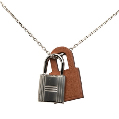 エルメス オーケリーPM カデナ モチーフ ペンダントネックレス シルバー ブラウン メタル スイフト レディース HERMES 【中古】